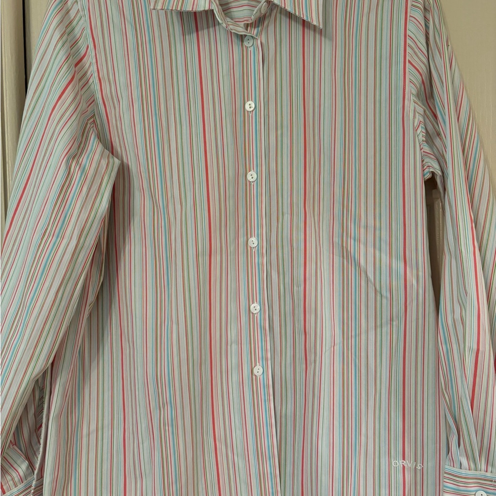Orvis sz 10 striped shirt